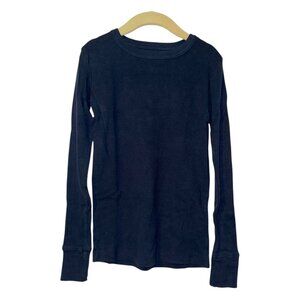 Lands' End Navy Blue Long Sleeve Pajama Top, Size Medium / 8